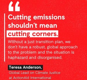 ActionAid warns progress is fragile on the new just transition text